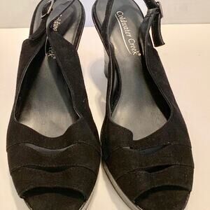 Coldwater Creek black suede peep toe Heeled sandal
